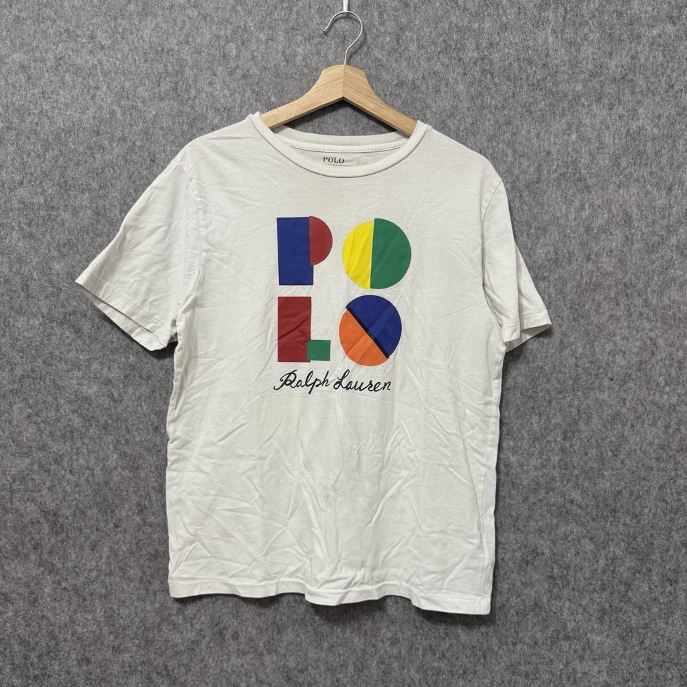 Polo Ralph Lauren Kids XL 18-20 Graphic Logo Tee White Multicolor Y2K